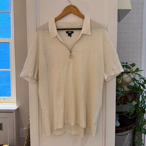 PAIGE white ribbed short-sleeved shirt